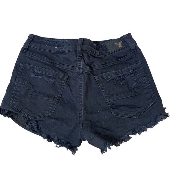 American Eagle black washed distressed cut off high waisted SZ 2 - Picture 3 of 7